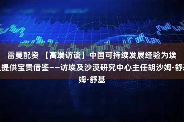 雷曼配资 【高端访谈】中国可持续发展经验为埃及提供宝贵借鉴——访埃及沙漠研究中心主任胡沙姆·舒基