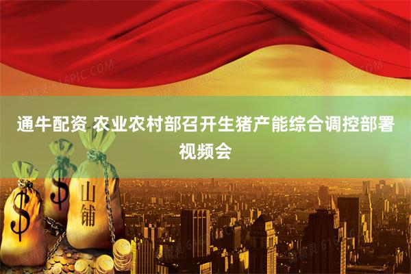 通牛配资 农业农村部召开生猪产能综合调控部署视频会
